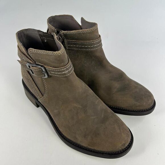 Clarks Womens Maye Strap Ankle Boots US 7.5 M Tan Buckle Booties - Picture 4 of 10